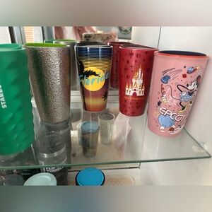 Starbucks Disney Red and Gold Castle Tumbler NEW glass hot tea? Coffee?